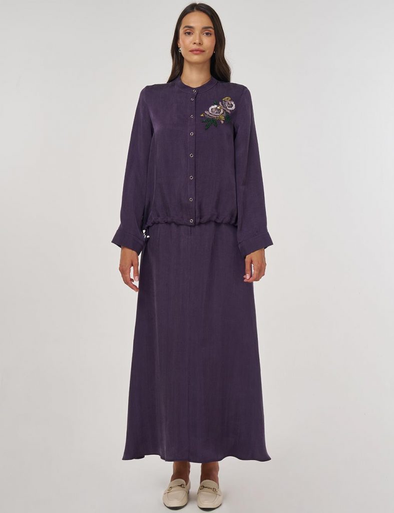 KAYRA İşlemeli Lyocell Etekli Takım   16035 - Mor