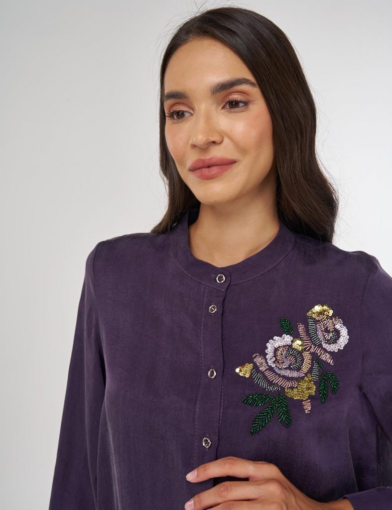 KAYRA İşlemeli Lyocell Etekli Takım   16035 - Mor