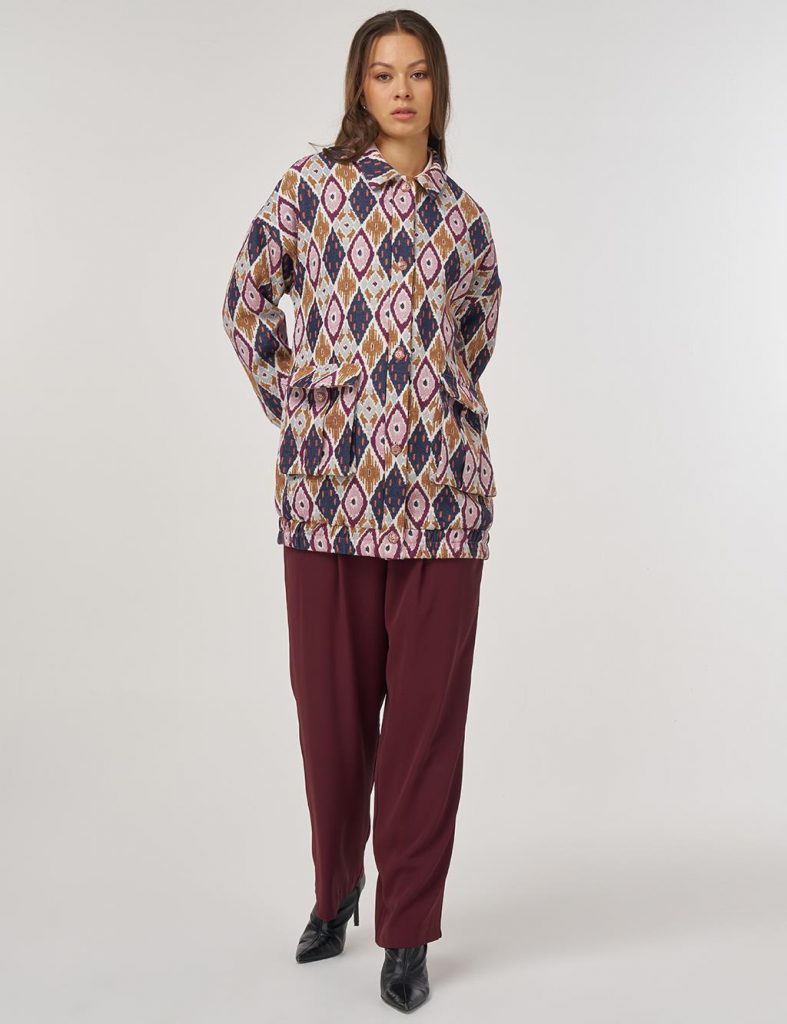 KAYRA Geometrik Desen Bomber Ceket 13039