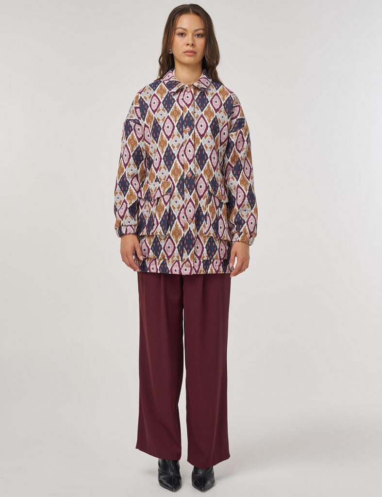 KAYRA Geometrik Desen Bomber Ceket 13039
