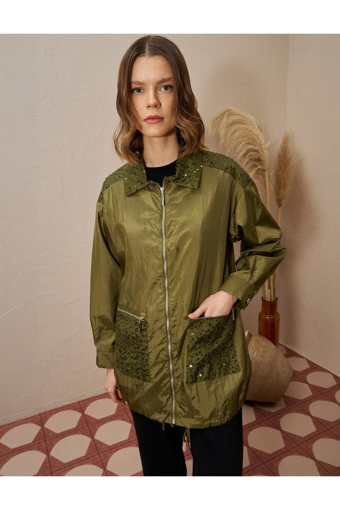 KAYRA  Kuşak Detaylı Ceket 13041 - HAKİ