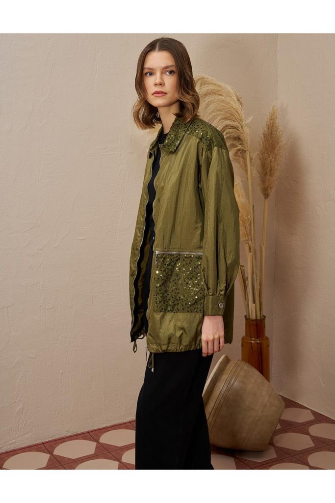 KAYRA  Kuşak Detaylı Ceket 13041 - HAKİ