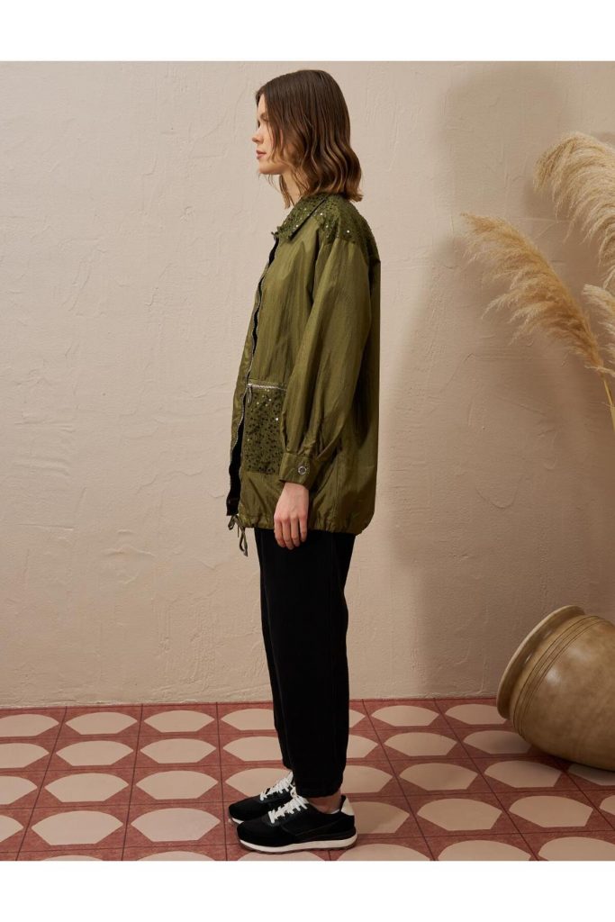 KAYRA  Kuşak Detaylı Ceket 13041 - HAKİ