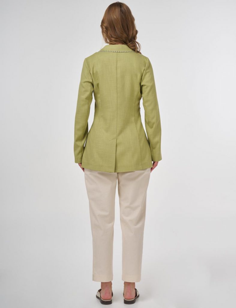 KAYRA Punto Dikişli Viskon Blazer Ceket  13095 - FISTIK YEŞ