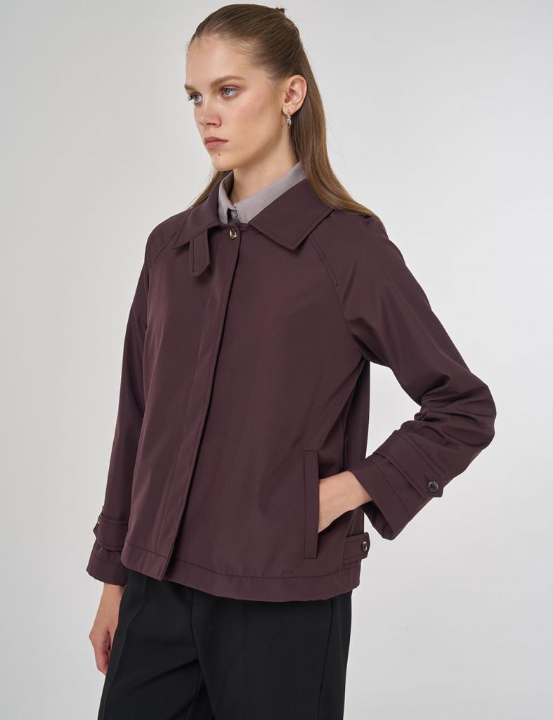 KAYRA Şömizye Yaka Kısa Ceket  73017 - bordo