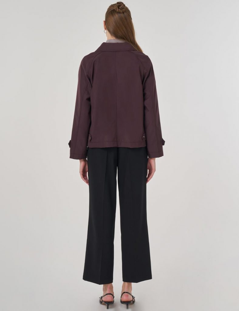 KAYRA Şömizye Yaka Kısa Ceket  73017 - bordo