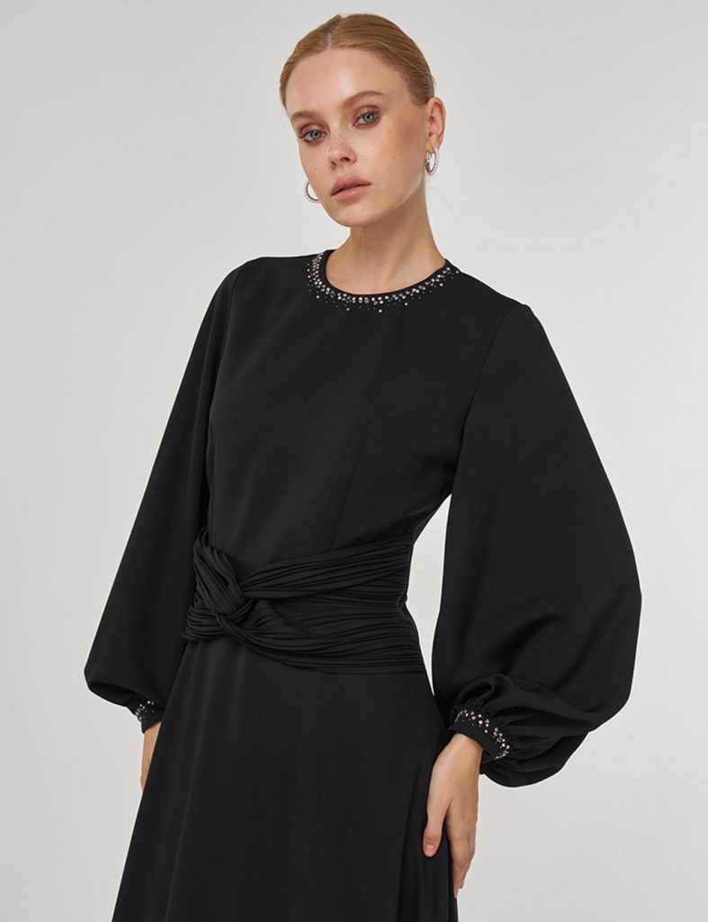 KAYRA Bel Detaylı Şık Elbise  23004