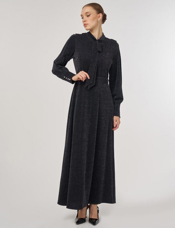 KAYRA Fular Yaka Şık Elbise 23037