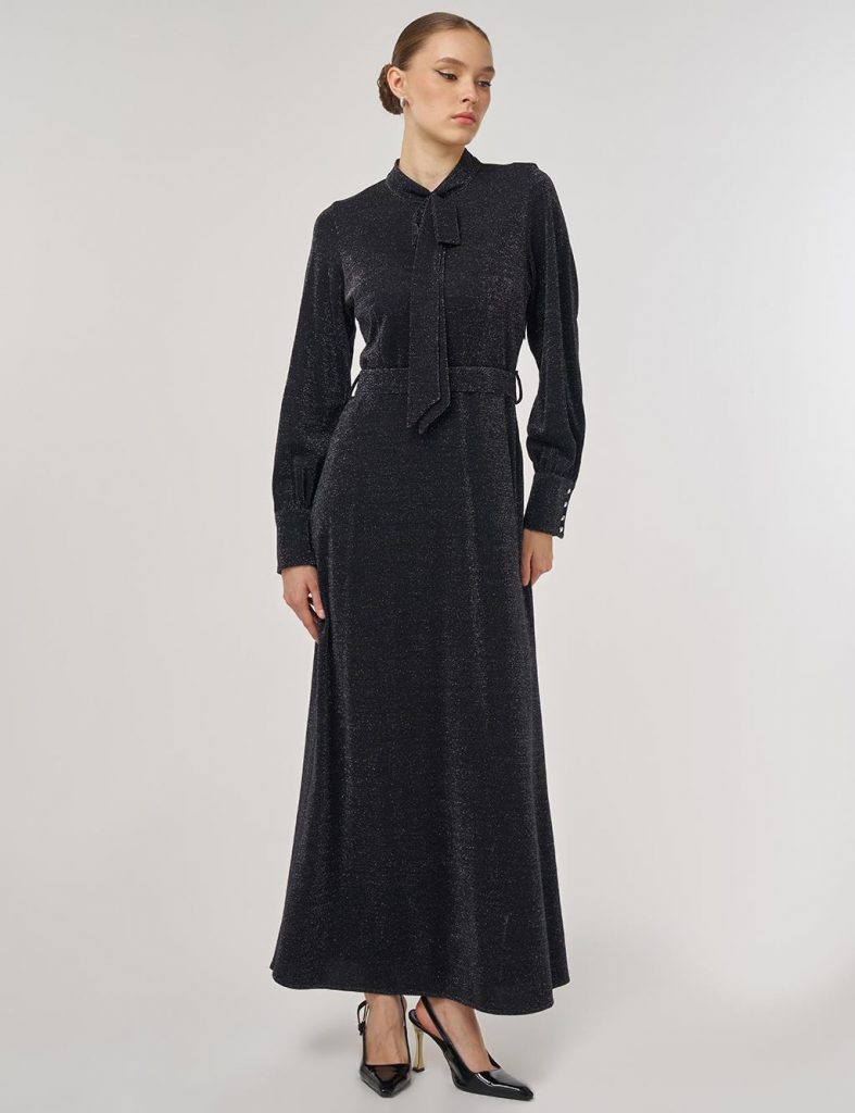 KAYRA Fular Yaka Şık Elbise 23037