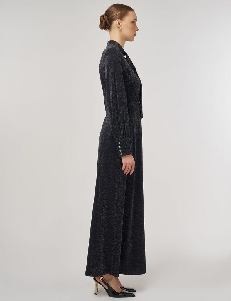 KAYRA Fular Yaka Şık Elbise 23037