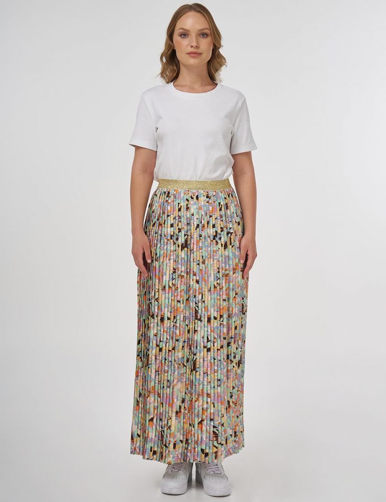 KAYRA Desenli Piliseli Etek 12082