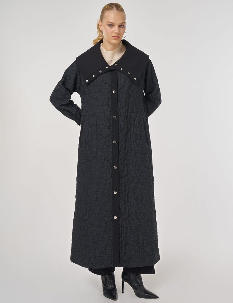 KAYRA Geniş Yaka Pardesü   25012 - Siyah