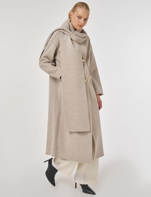 KAYRA Düğme Detaylı Atkılı Kaşe Kaban 17055