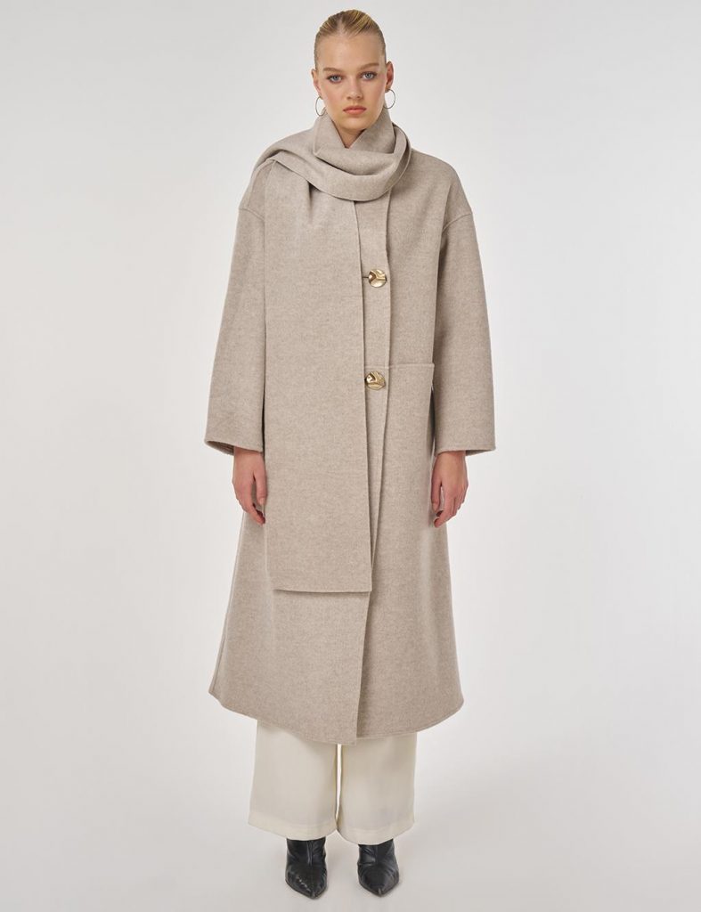 KAYRA Düğme Detaylı Atkılı Kaşe Kaban 17055