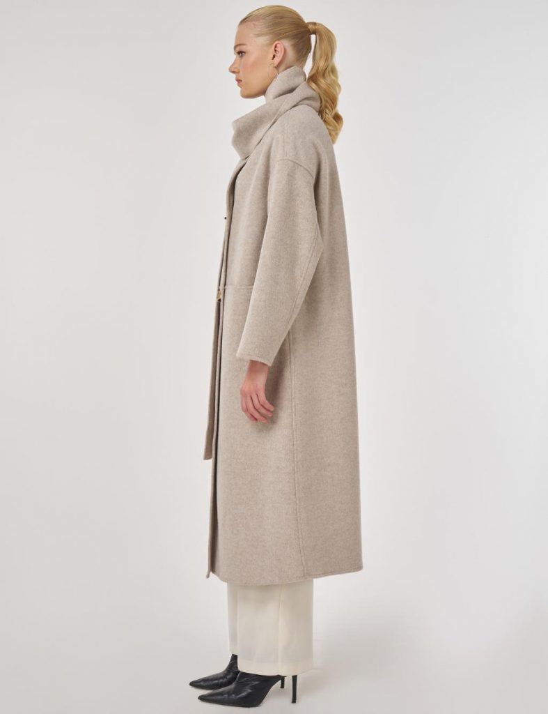 KAYRA Düğme Detaylı Atkılı Kaşe Kaban 17055