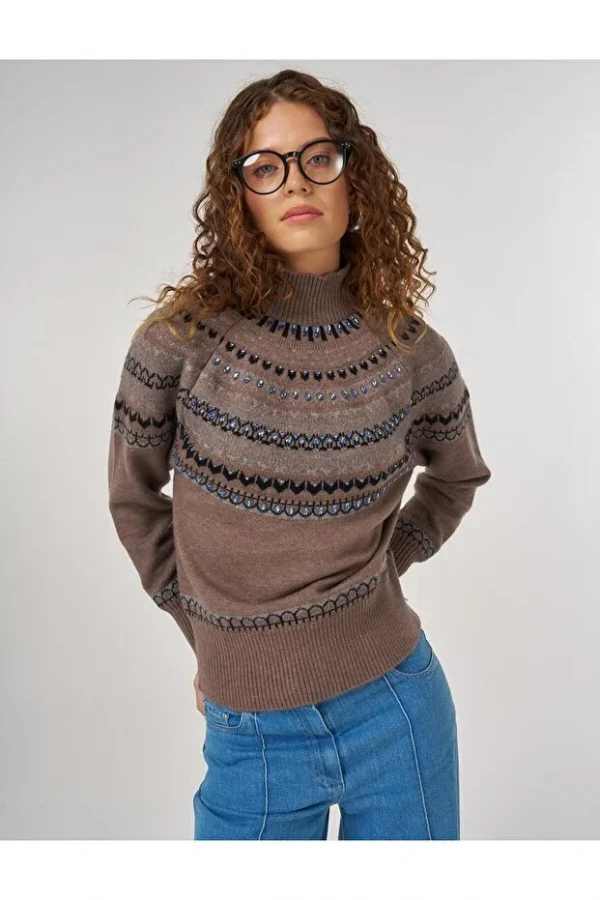 KAYRA Desenli Balıkçı Yaka Triko Kazak TRK171