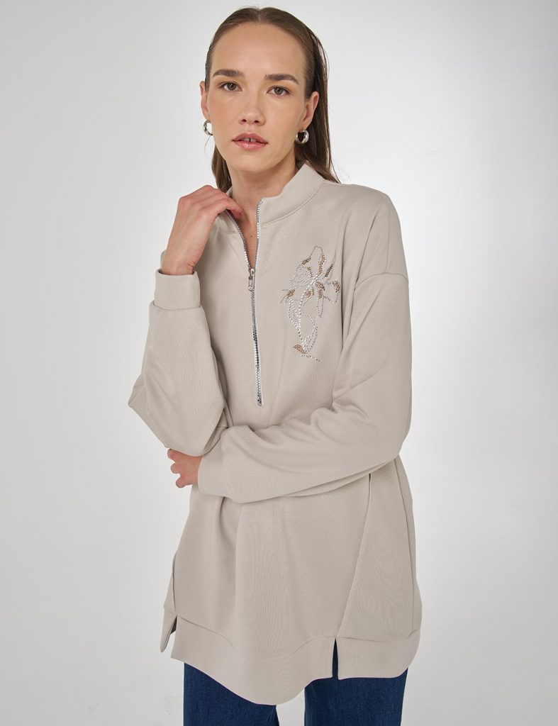 KAYRA Hotfix Baskılı Üç İplik Sweatshirt 31060 - GRİ