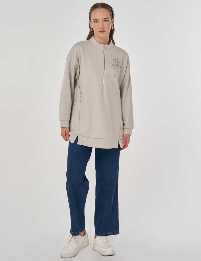 KAYRA Hotfix Baskılı Üç İplik Sweatshirt 31060 - GRİ