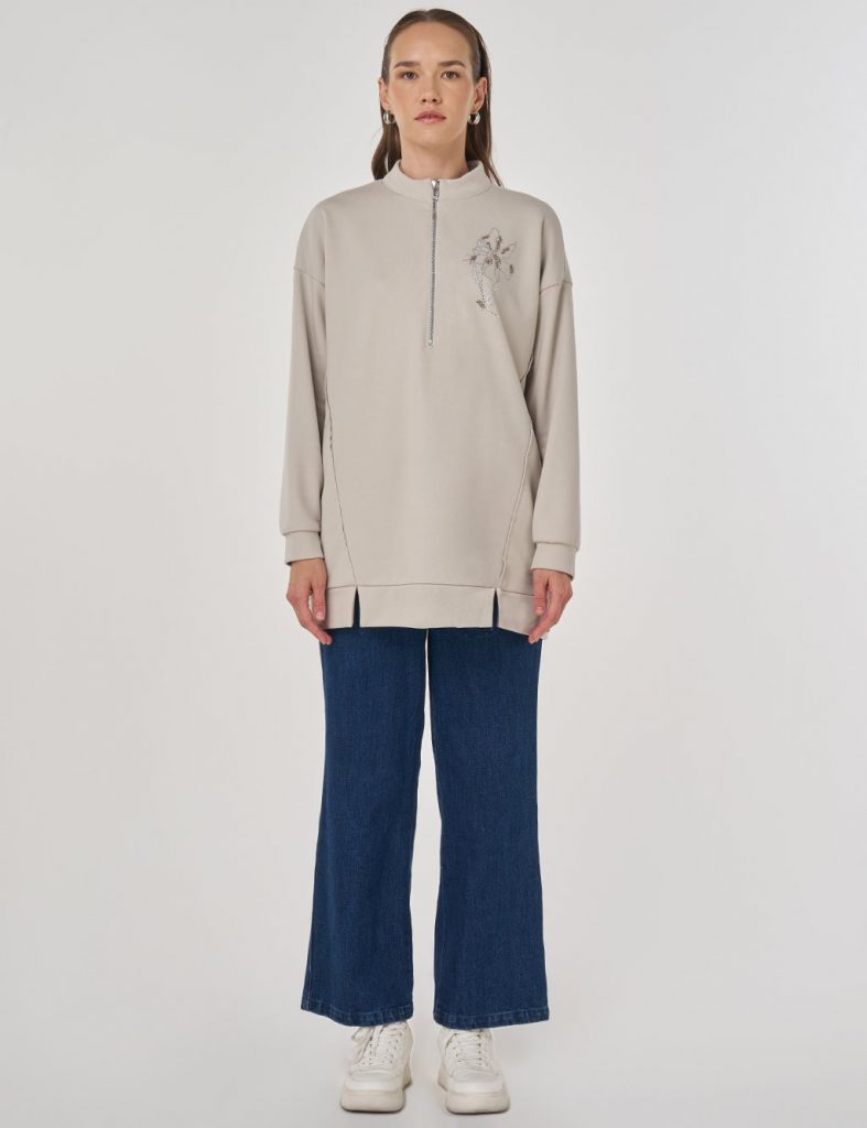 KAYRA Hotfix Baskılı Üç İplik Sweatshirt 31060 - GRİ