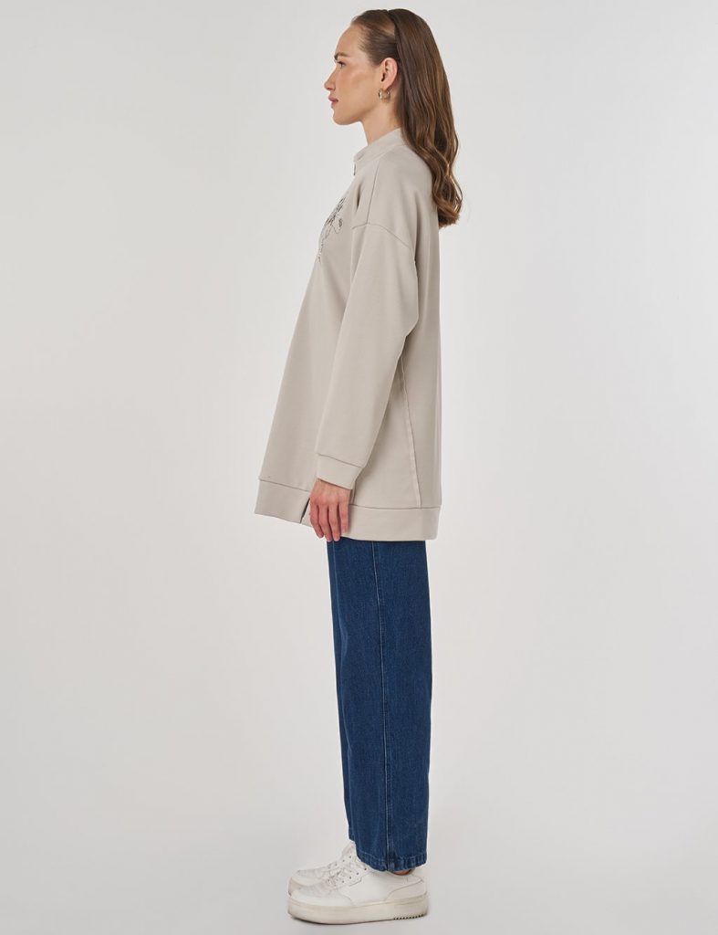 KAYRA Hotfix Baskılı Üç İplik Sweatshirt 31060 - GRİ