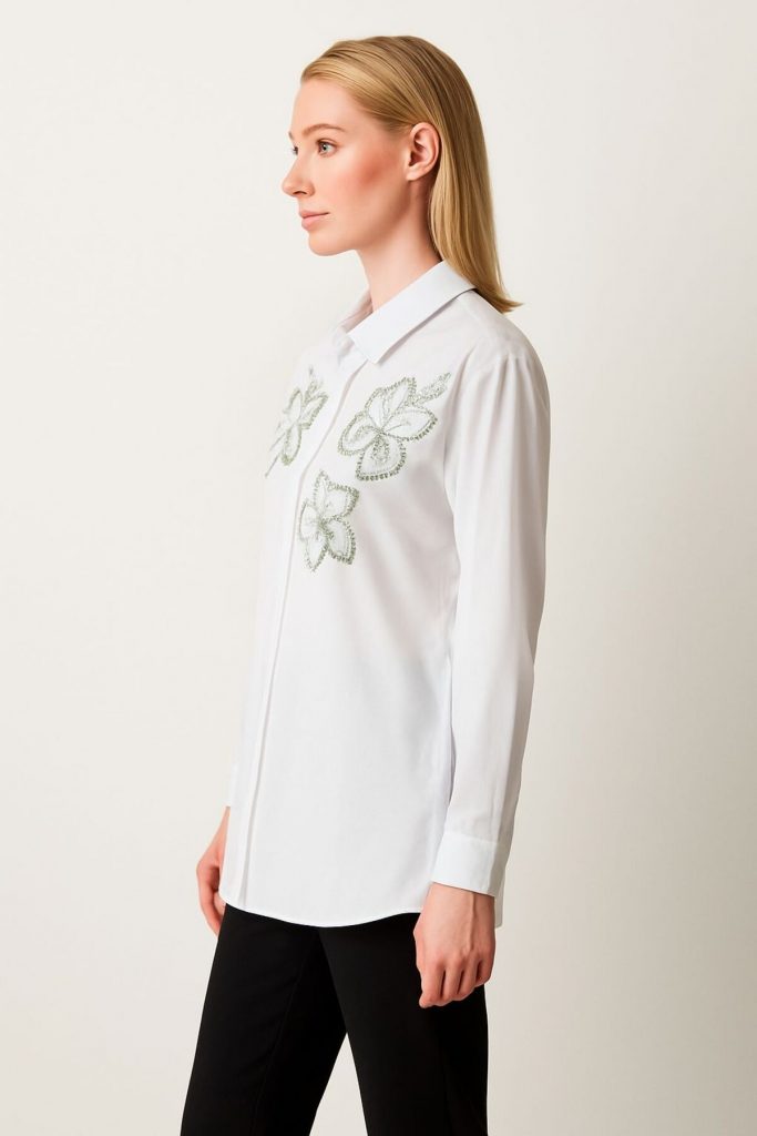 KAYRA İşleme Detaylı Pamuklu Tunik 21103 - Beyaz