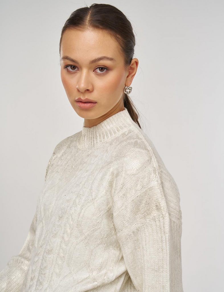 KAYRA Örgü Desen Düşük Omuz Triko Tunik TRK17