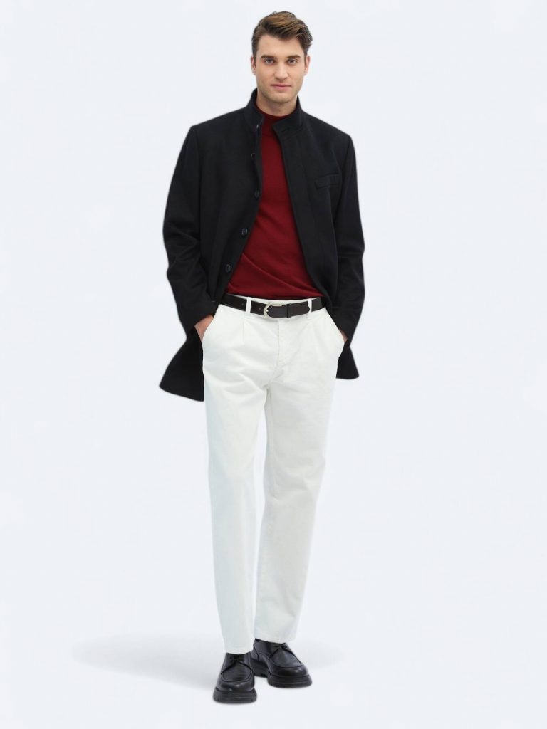 KİP Regular Fit Dik Yaka Klasik Dokuma Palto 149 - Siyah