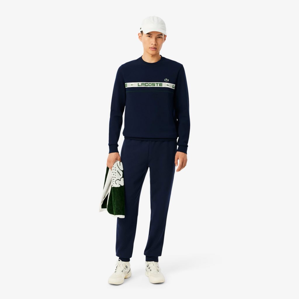Lacoste Markalı Çizgili Tenis Sweat SH4767 - Lacivert