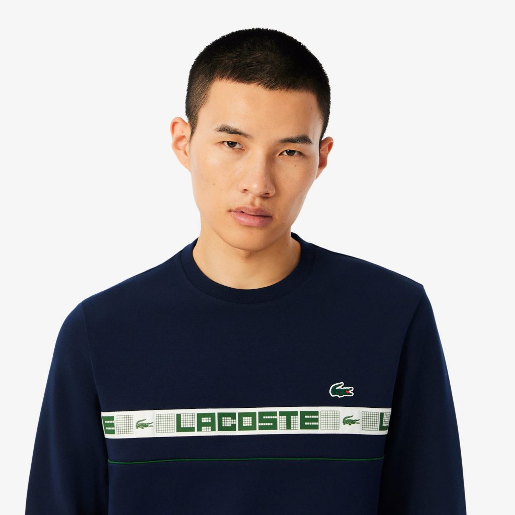 Lacoste Markalı Çizgili Tenis Sweat SH4767 - Lacivert