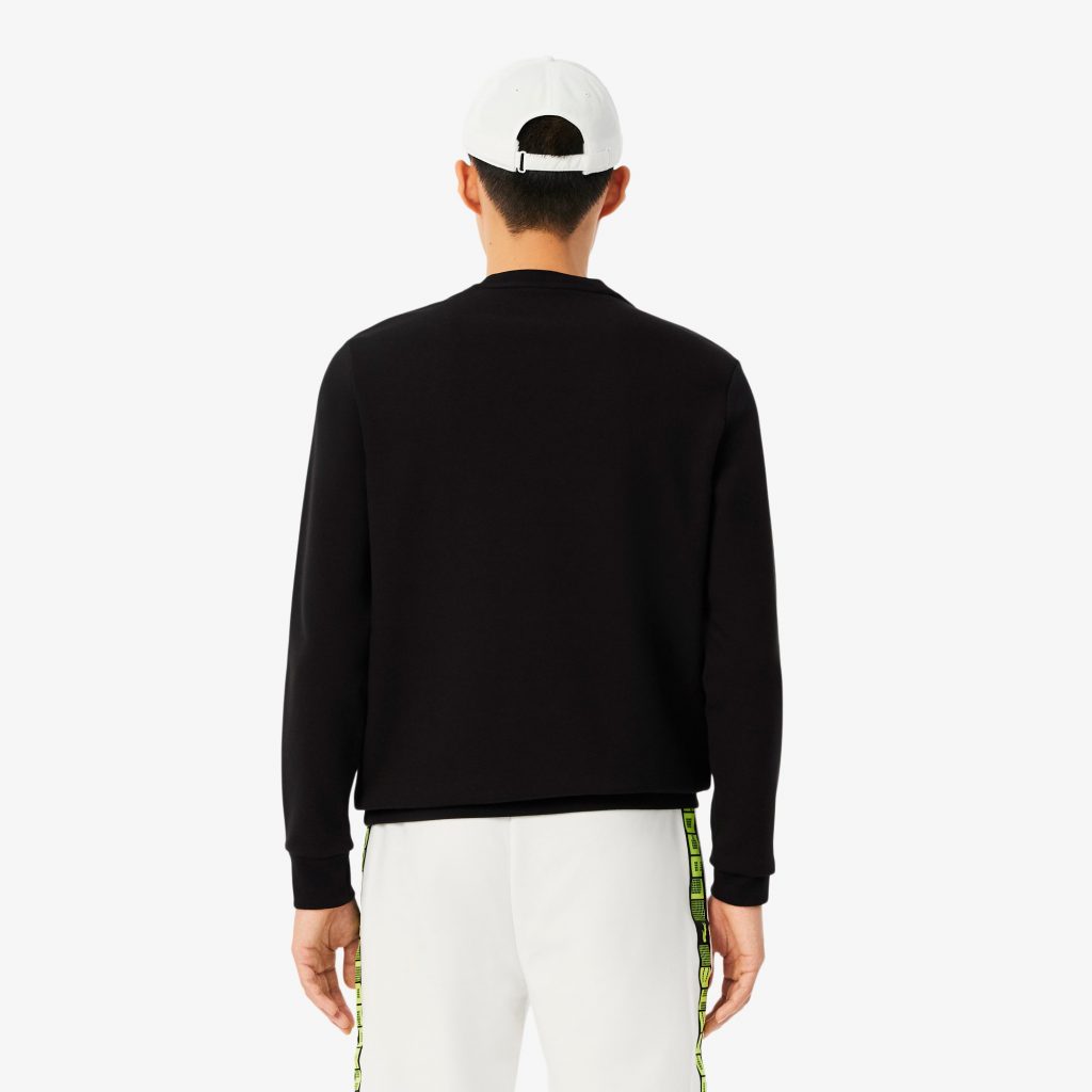 Lacoste Markalı Çizgili Tenis Sweat SH4767 - Siyah