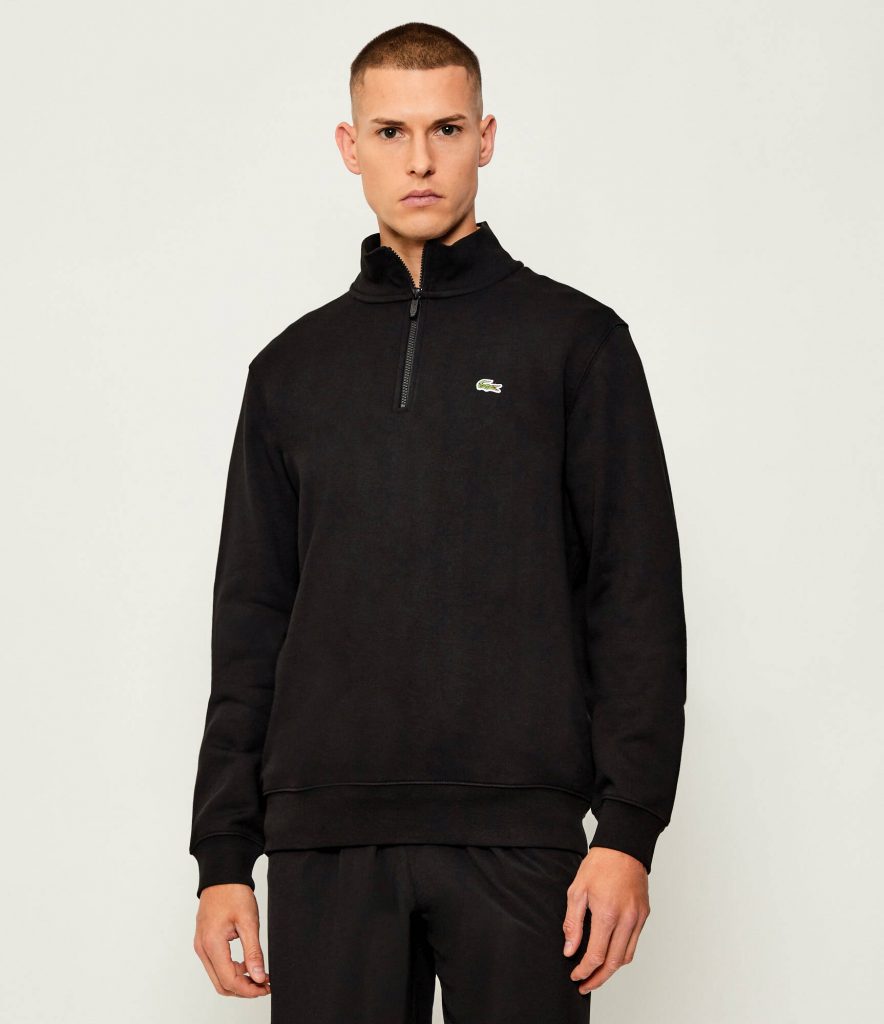 Lacoste Erkek Dik Yaka Sweat SH9774 - Siyah