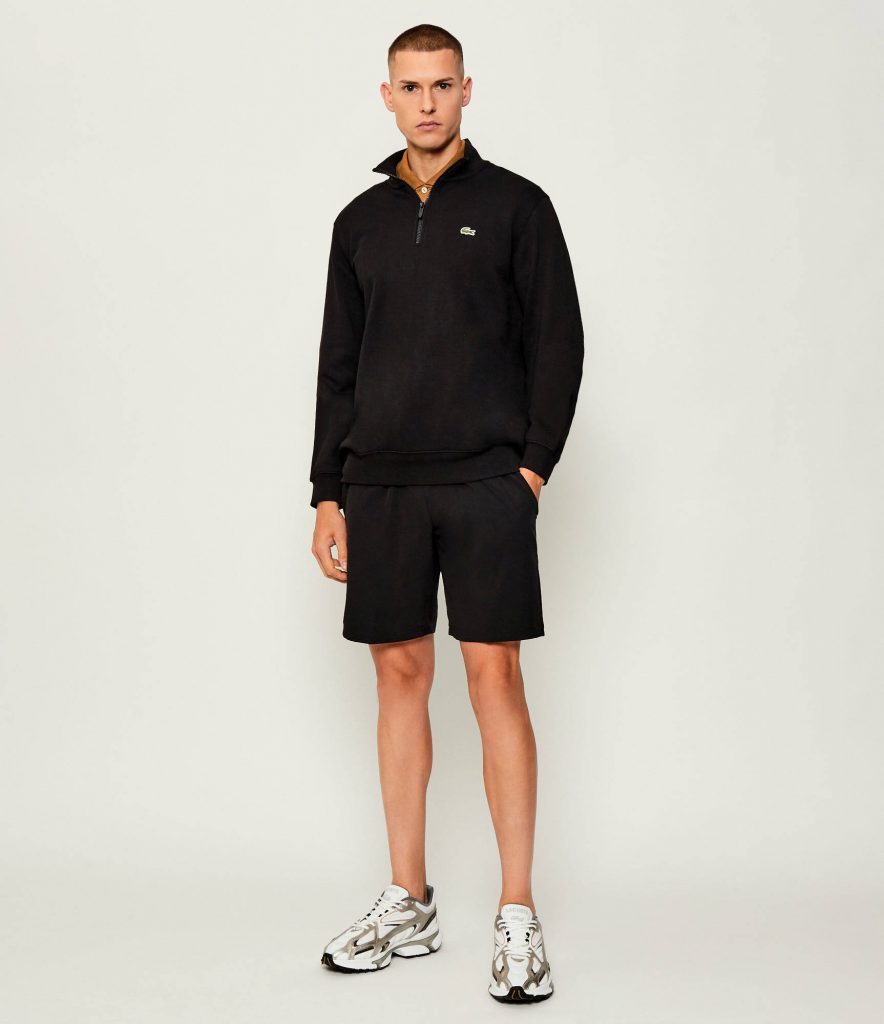 Lacoste Erkek Dik Yaka Sweat SH9774 - Siyah