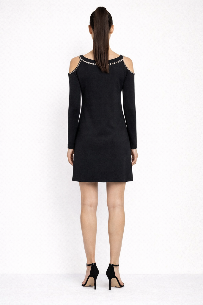 LADY ELİTE Taş Detaylı Elbise 15262 - Siyah