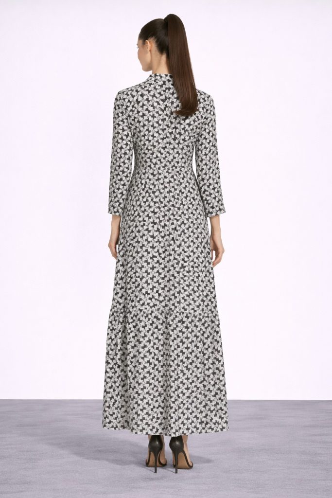 MASCARA Desenli Elbise 5122 - Siyah