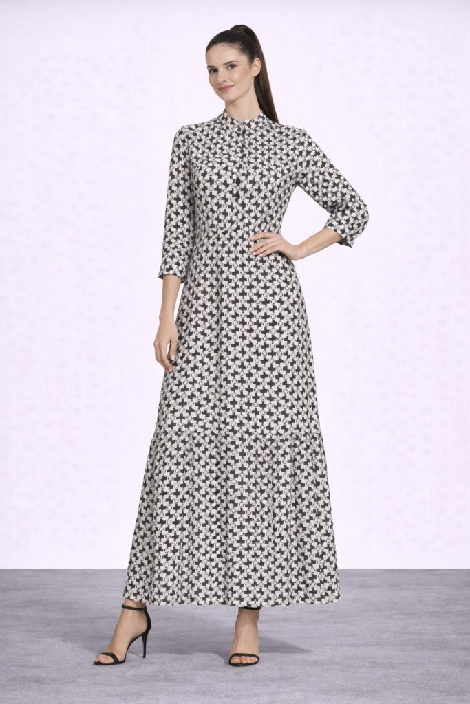 MASCARA Desenli Elbise 5122 - Siyah