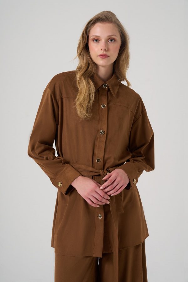 MASCARA Kuşaklı Taba Gömlek 2108