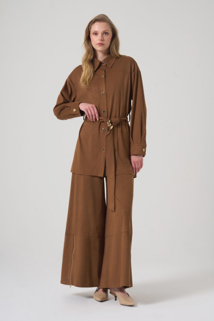 MASCARA Kuşaklı Taba Gömlek 2108