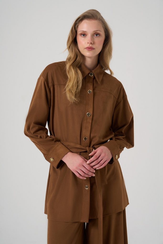 MASCARA Kuşaklı Taba Gömlek 2108