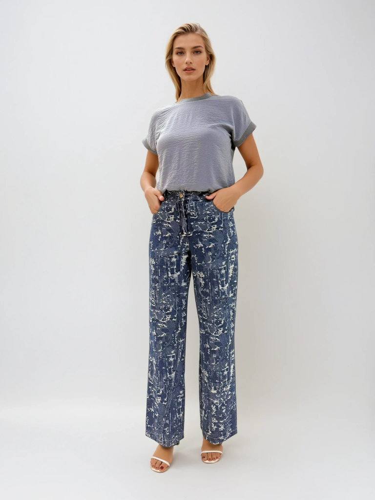 MASCARA Püsküllü Bol Paça Jean 3116 - MAVİ