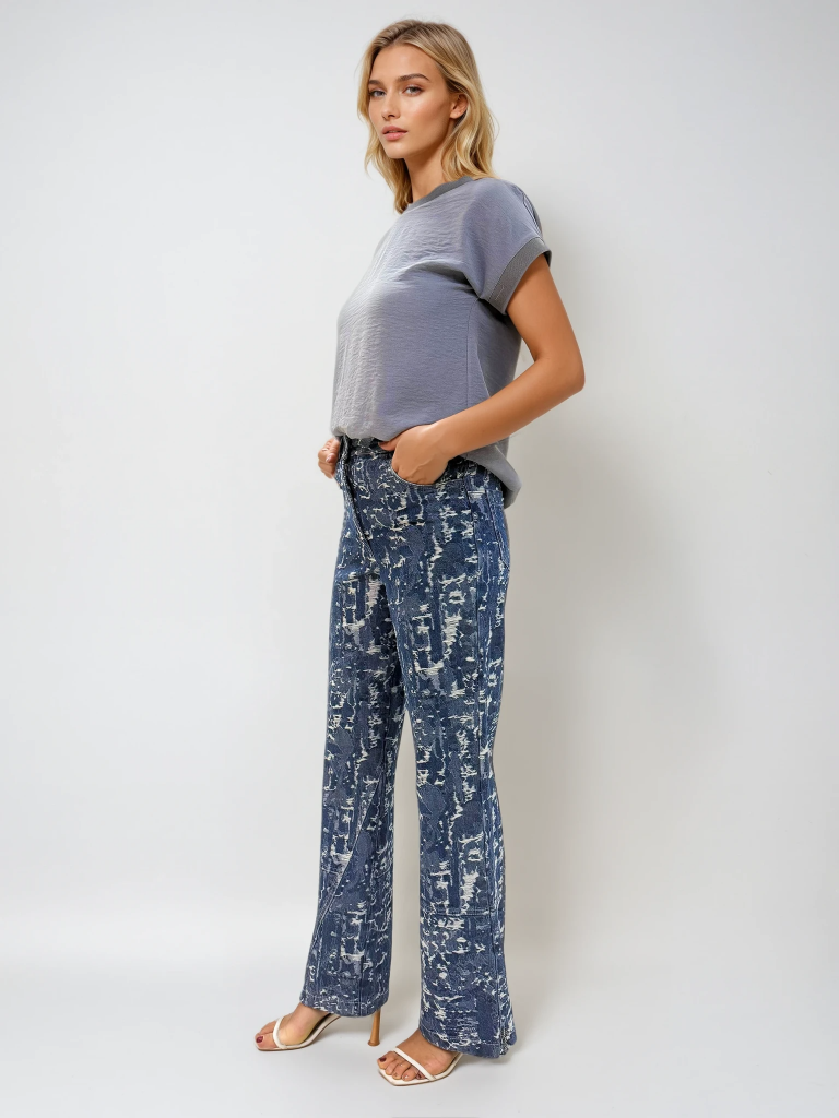 MASCARA Püsküllü Bol Paça Jean 3116 - MAVİ