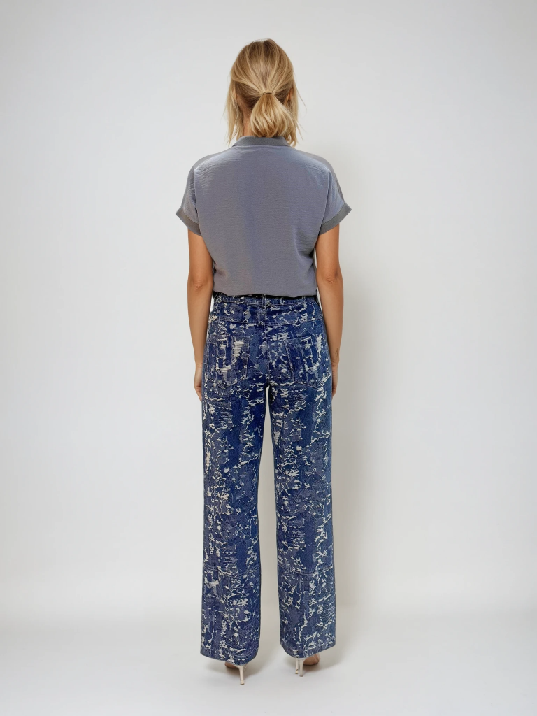 MASCARA Püsküllü Bol Paça Jean 3116 - MAVİ