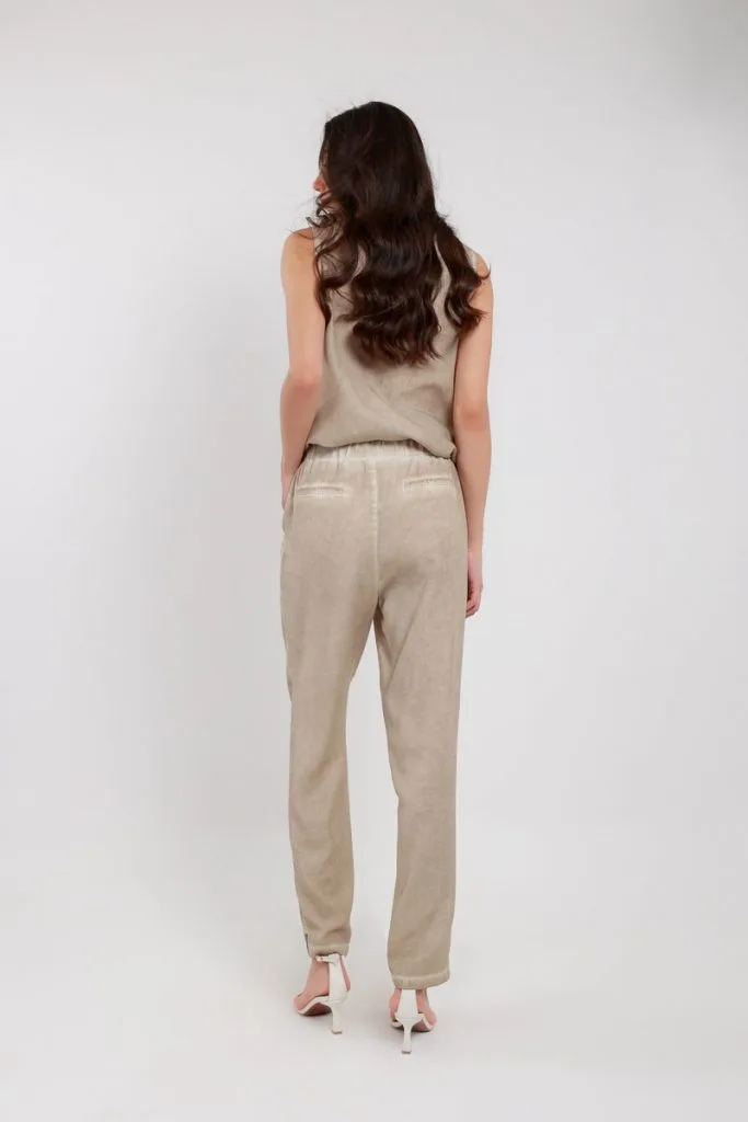 MASCARA  Yıkama Efekltli Lastikli Pantolon 3131 - TAŞ