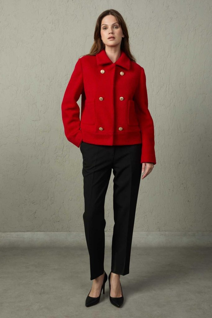 MEZZURA Düğme Detaylı Kaban 1611 - KIRMIZI