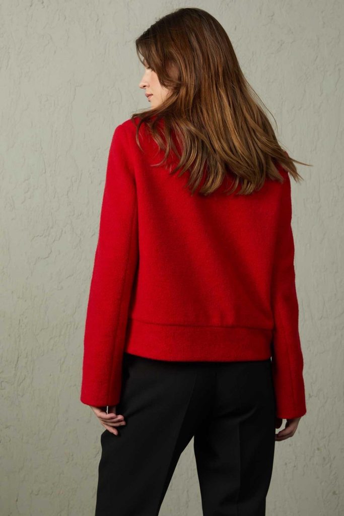 MEZZURA Düğme Detaylı Kaban 1611 - KIRMIZI