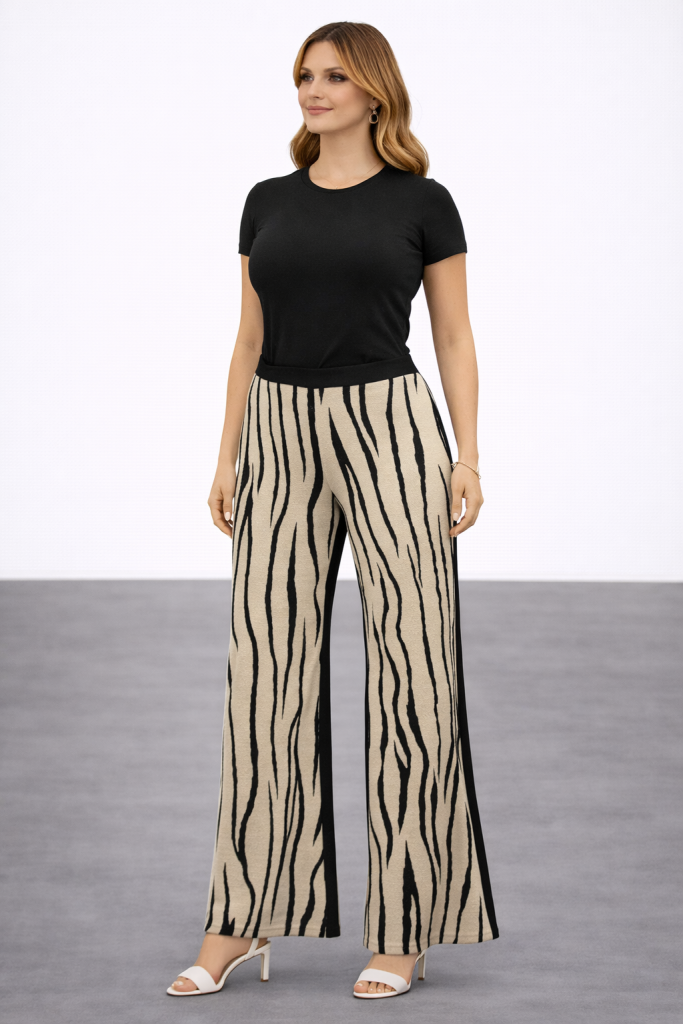 MİARTE Zebra Desenli Pantolon 16893 - BEJ