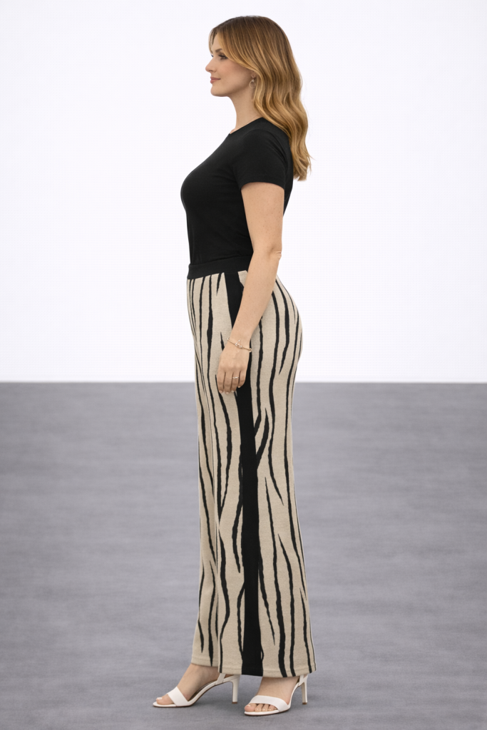 MİARTE Zebra Desenli Pantolon 16893 - BEJ