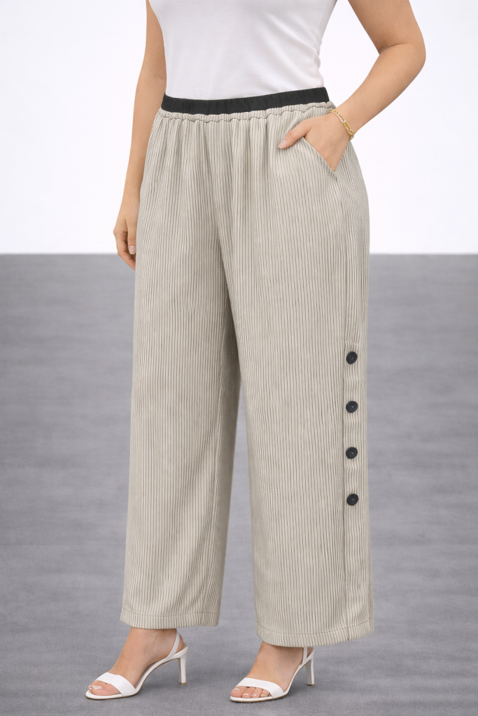 MİARTE Yanları Düğmeli Pantolon 5195 - BEJ