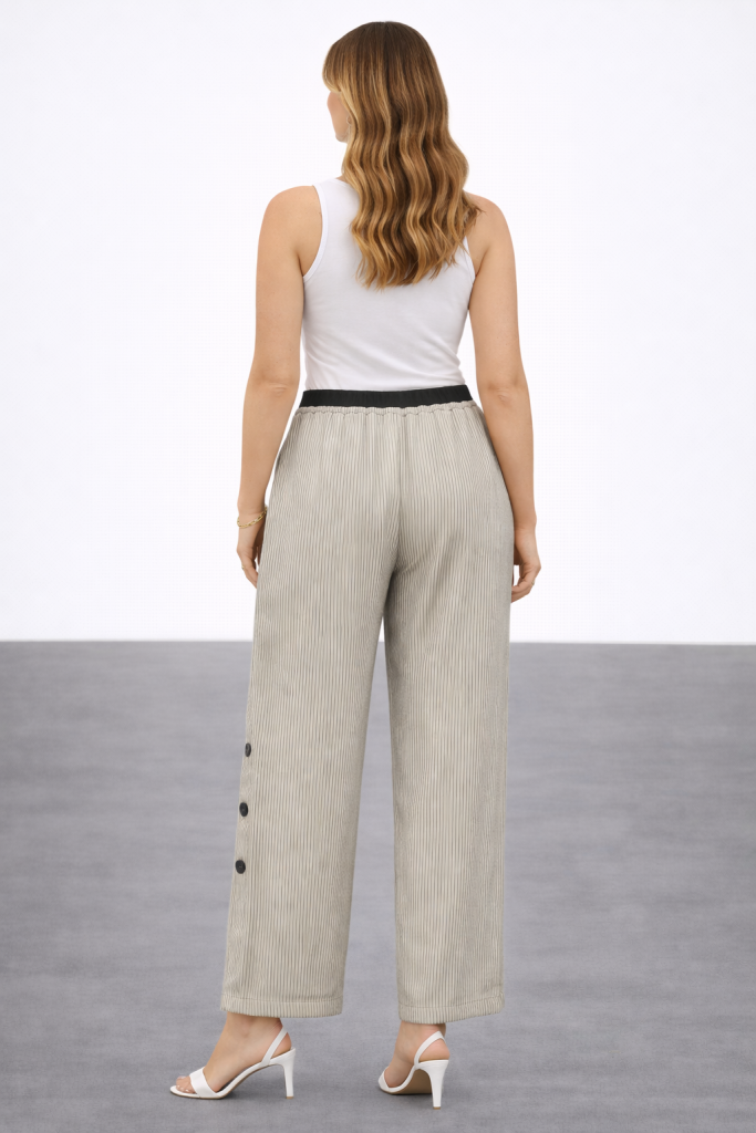 MİARTE Yanları Düğmeli Pantolon 5195 - BEJ