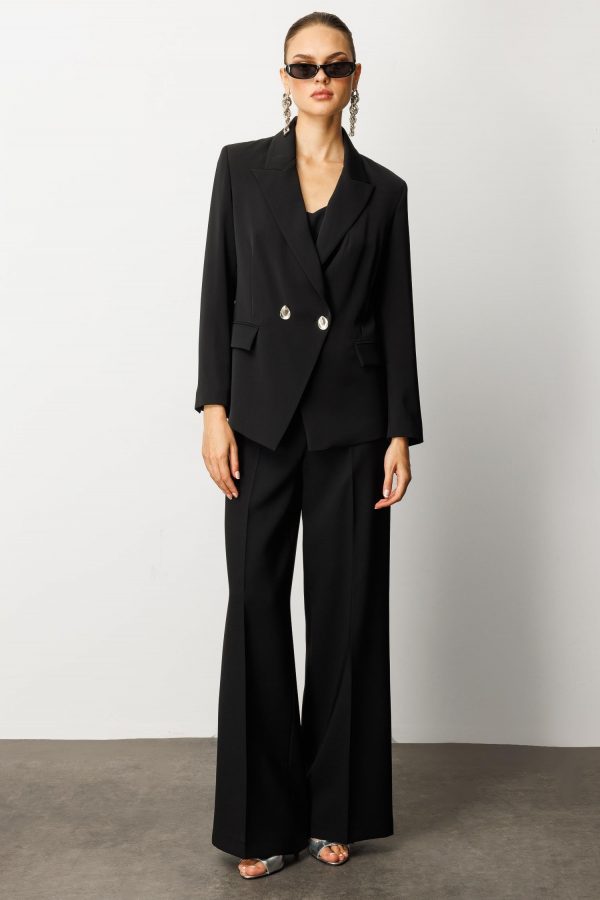 MODAİLGİ Kruvaze Kapamalı Torba Cepli Yırtmaçlı Kısa Ceket  7069