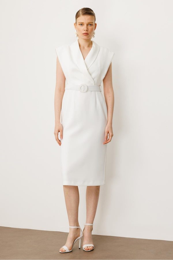 MODAİLGİ Kol Ağzı Boncuk Aksesuar Detaylı Elbise  60015